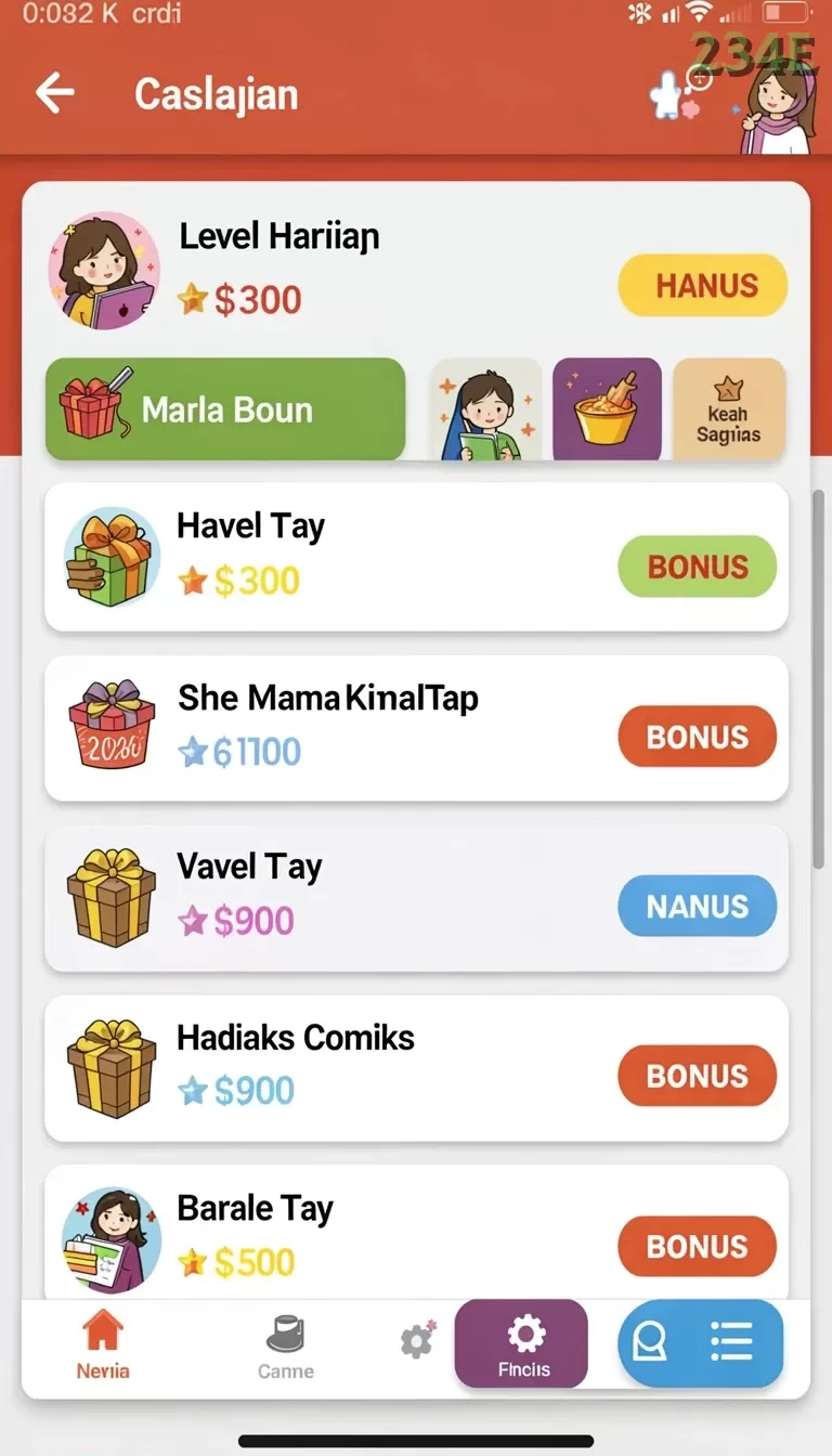 Cuplikan layar AWANLUCK — aktivitas